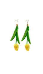 Adela Yellow Flower Alloy Plastic Earrings Flowering Girl