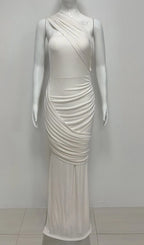 Kesley White Ruched Maxi Dress Flowering Girl