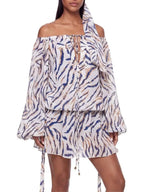 Blyvora Off Shoulder Zebra Mini Dress Flowering Girl