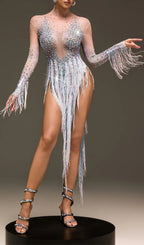 Morvayne Crystal Fringe Mesh Dress Flowering Girl