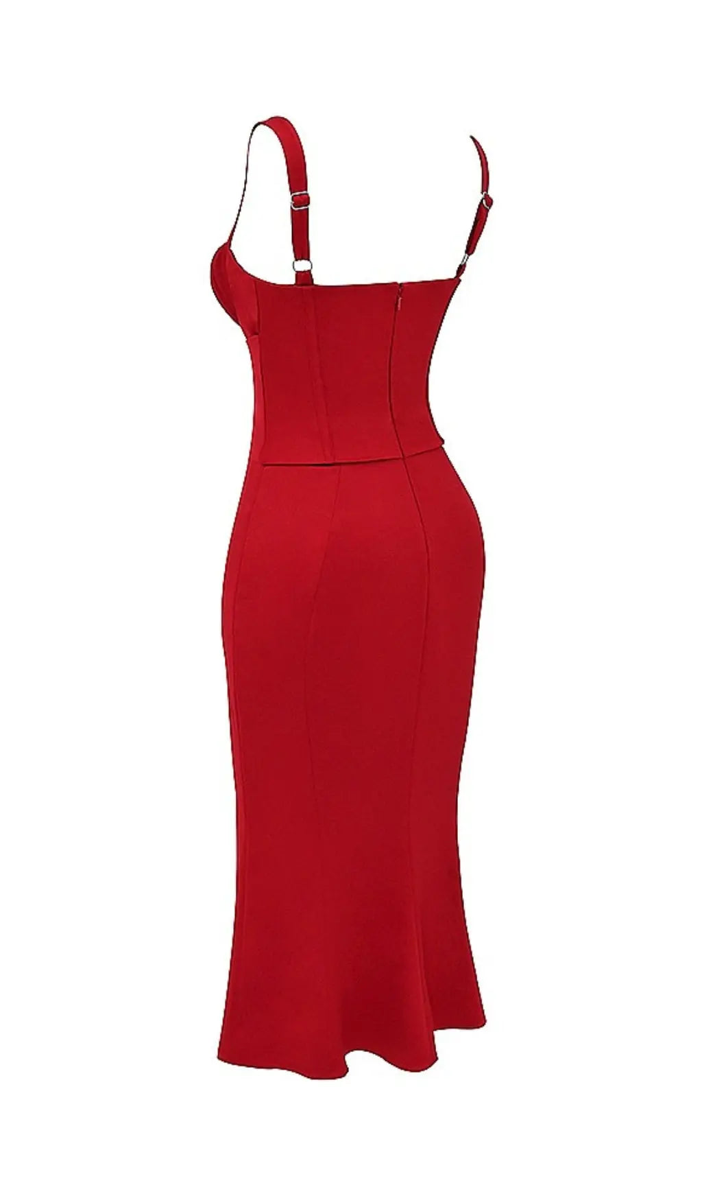 Red Lace Up Corset Midi Dress Flowering Girl