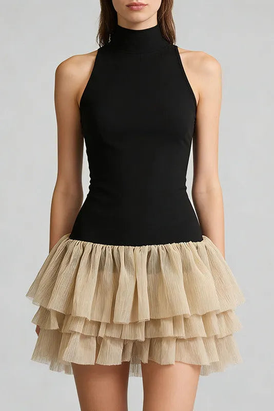 Cynthia Black Ruched Trim Sleeveless Puffy Mini Dress Flowering Girl