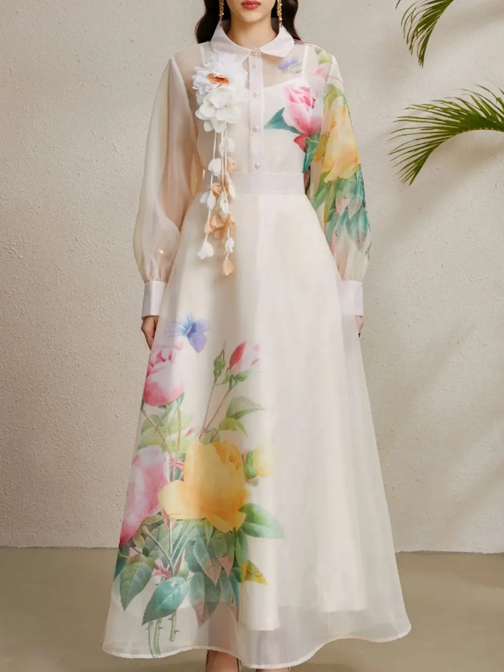 Maru Apricot Floral Top & Maxi Skirt Set Flowering Girl
