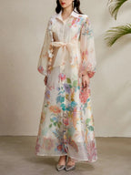 Maru Apricot Printed Maxi Dress Flowering Girl