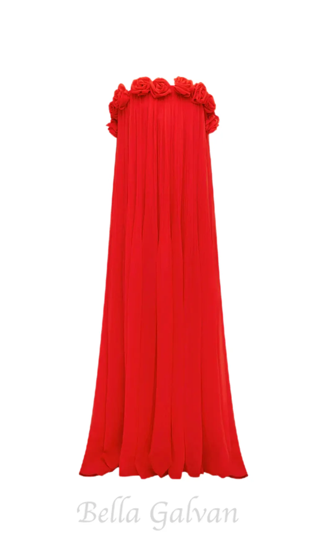 draped floor length dress in scarlet Flowering Girl
