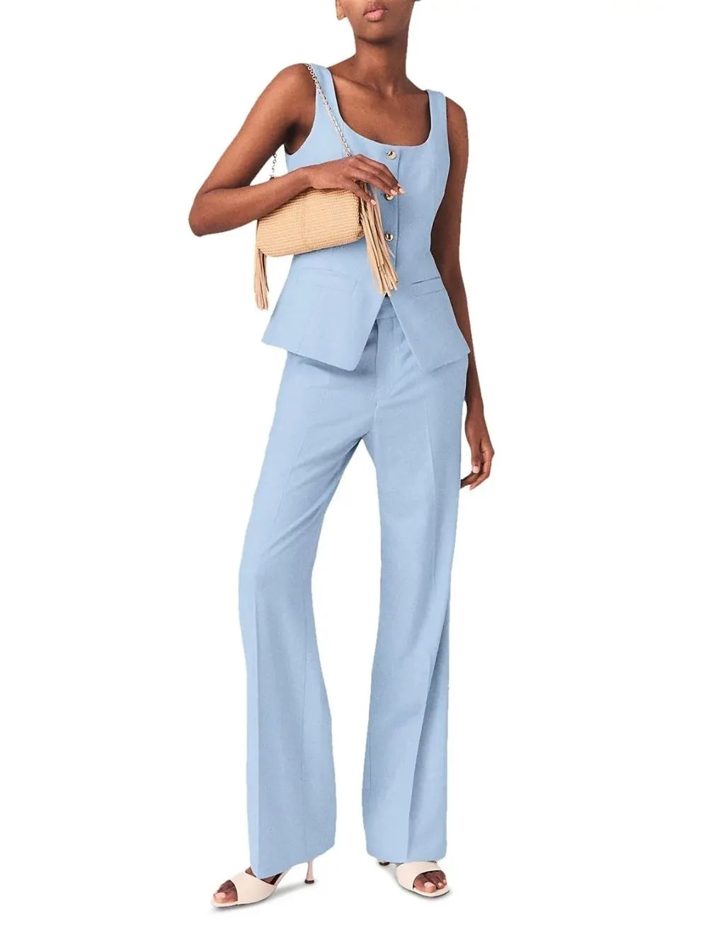 Pigalue Pleated Suit Pants Flowering Girl