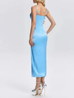 Grimricn Starfish Rhinestone Split Midi Dress Flowering Girl