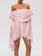 Raskiel Off Shoulder Ruffle Mini Dress Flowering Girl