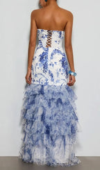 Decoherix Strapless Floral Split Maxi Dress Flowering Girl