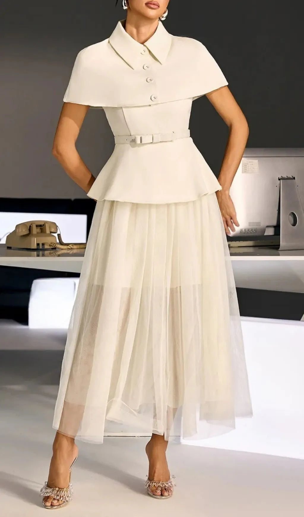 Larevix Cape Skirt Set With Belt Flowering Girl