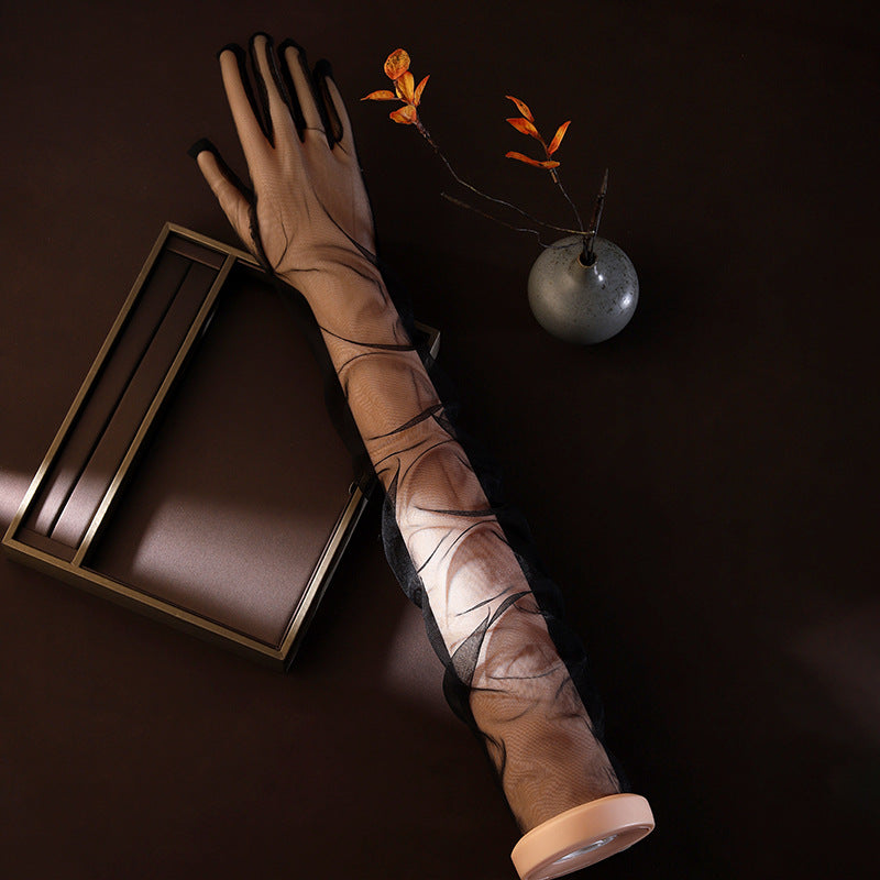 Black Mesh Gloves Flowering Girl