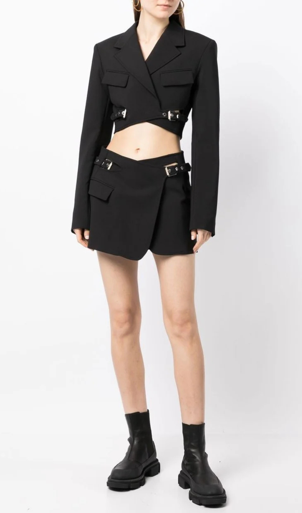 Jayla Cropped Cutout Blazer in Black Flowering Girl
