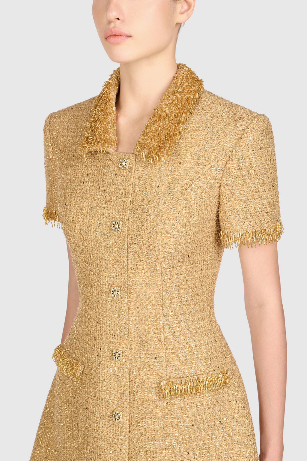 Elborno Gold Embellished Mini Dress Flowering Girl
