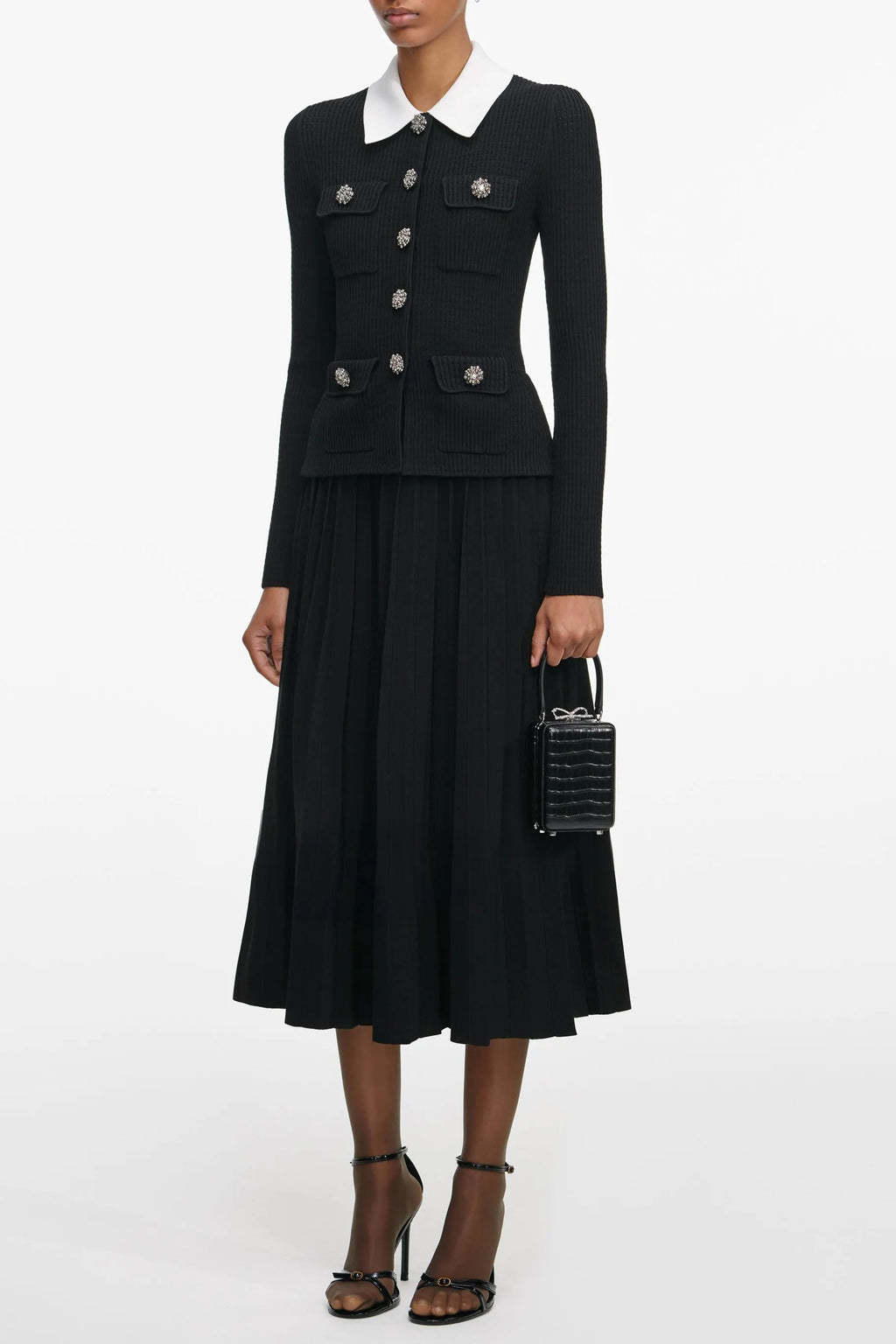 Evangeline Black Tailored Knit Midi Dress Flowering Girl