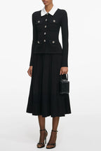 Evangeline Black Tailored Knit Midi Dress Flowering Girl