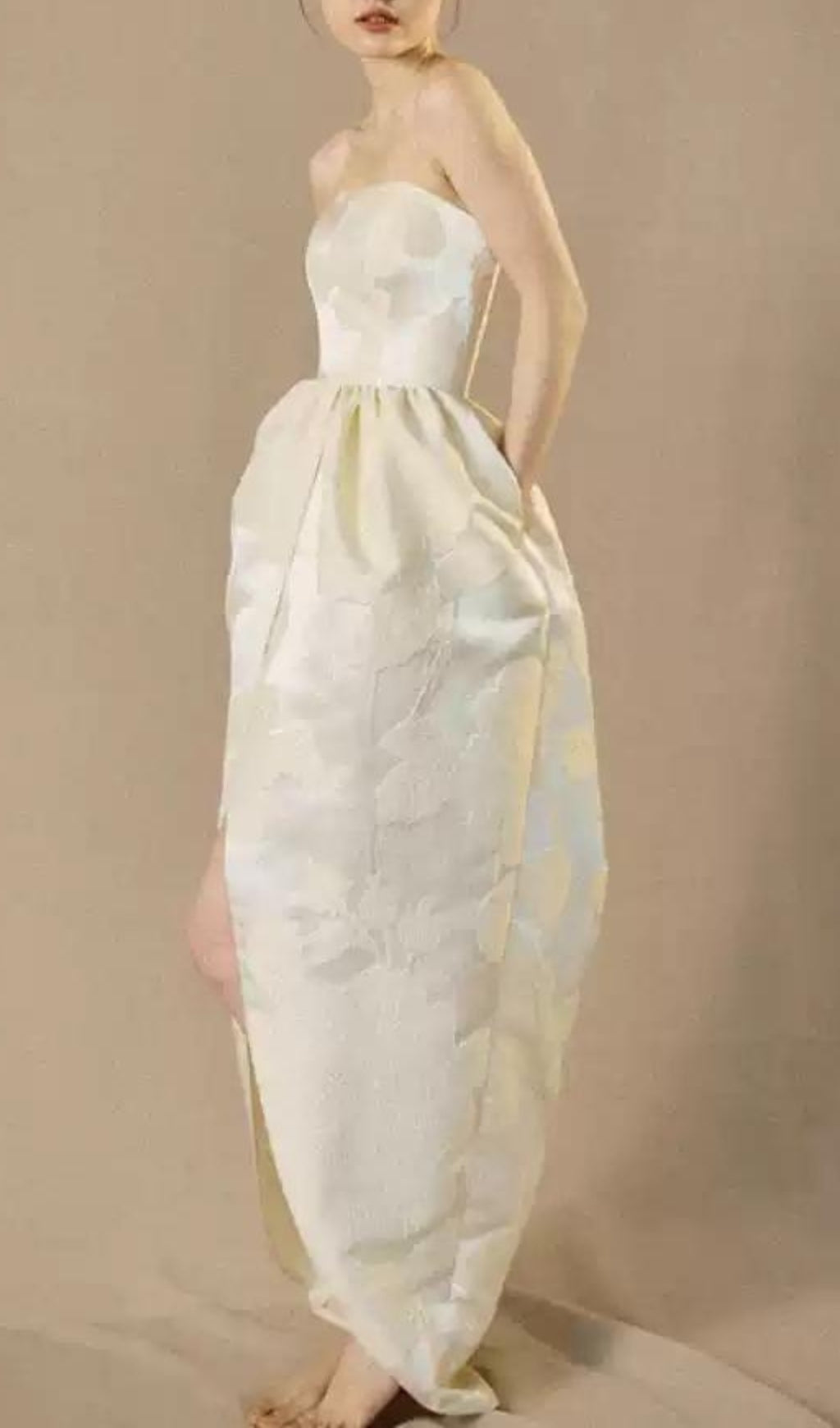 Brygida Ivory Strapless Flower Maxi Dress Flowering Girl