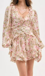 Iolanthe Floral Long Sleeve Mini Dress Flowering Girl