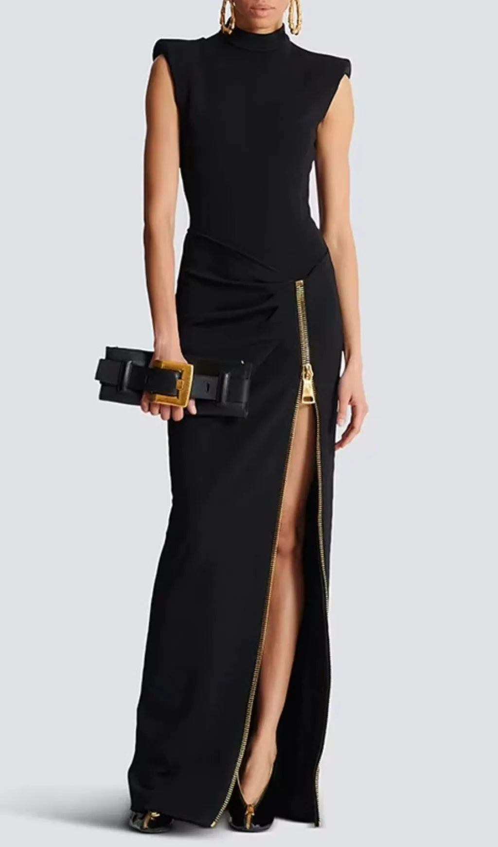 Jendayi Black Zipper Slit Maxi Dress Flowering Girl