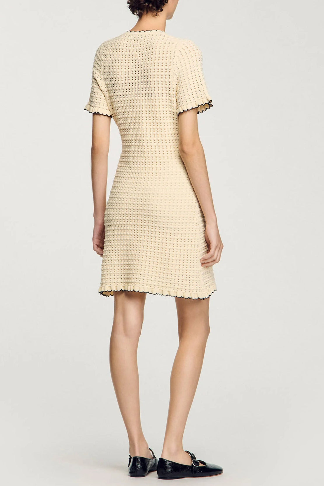 Simona Hollow Knit Mini Dress In Apricot Flowering Girl