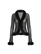 Kirevon V Neck Mesh Top Flowering Girl