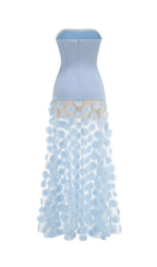 Keala Blue Strapless Mesh Maxi Dress Flowering Girl