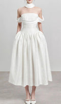Jela White Corset Midi Dress Flowering Girl