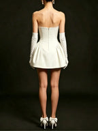 Marije White Strapless Bow Mini Dress Flowering Girl