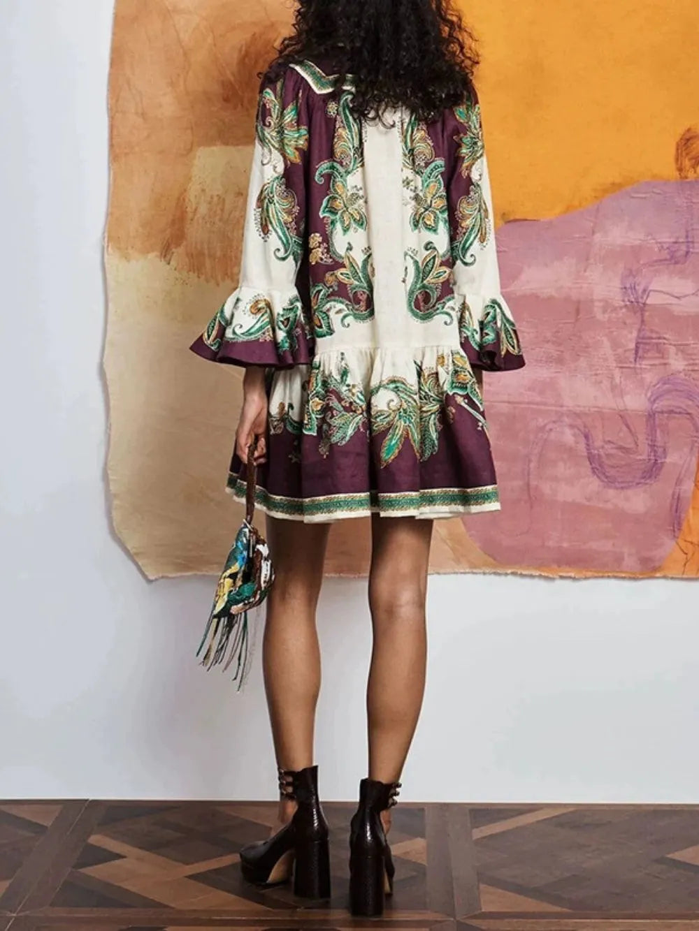 Matías Printed Long Sleeve Mini Dress Flowering Girl