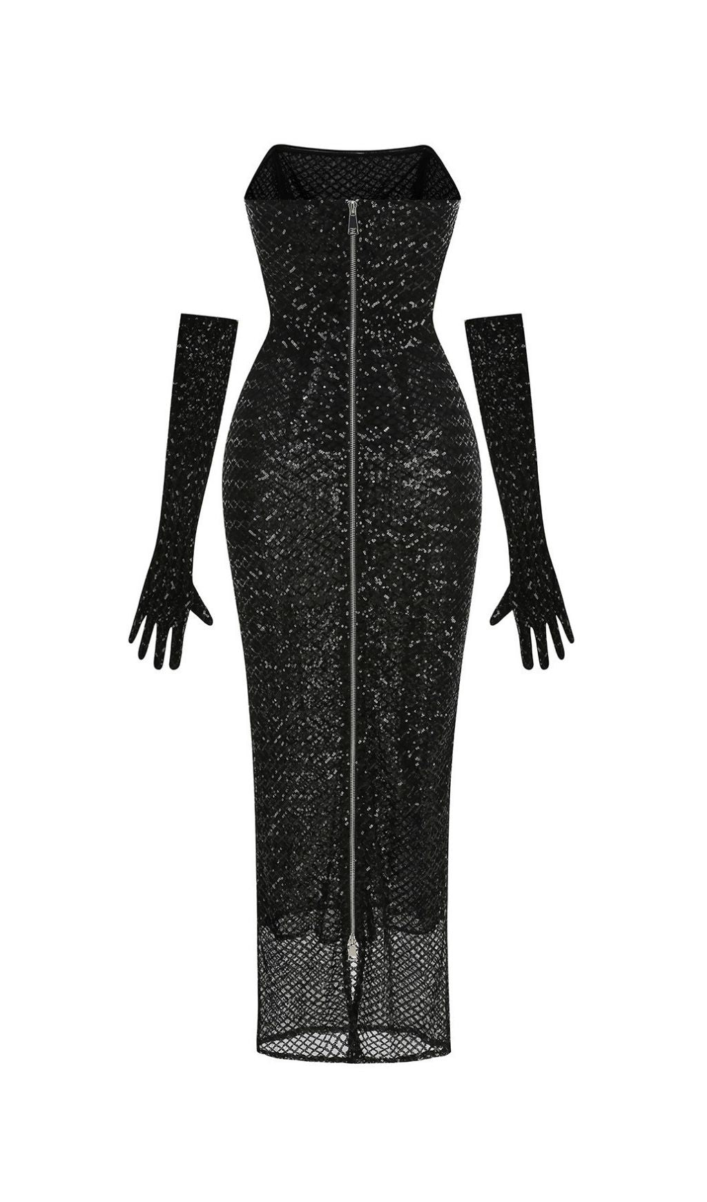 Kelda Black Strapless Bow Sequin Maxi Dress Flowering Girl