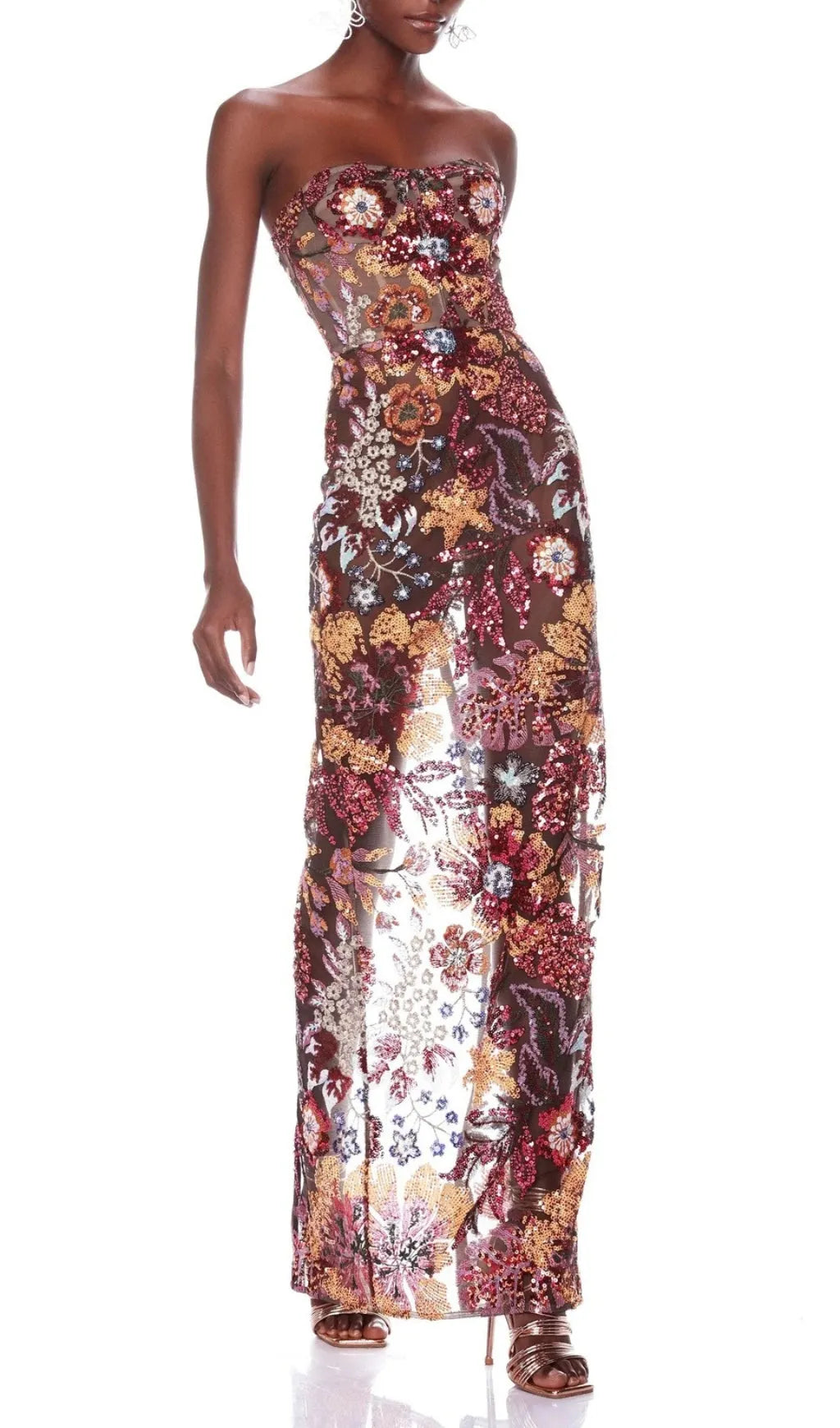 Aimee Floral Sequin Maxi Dress