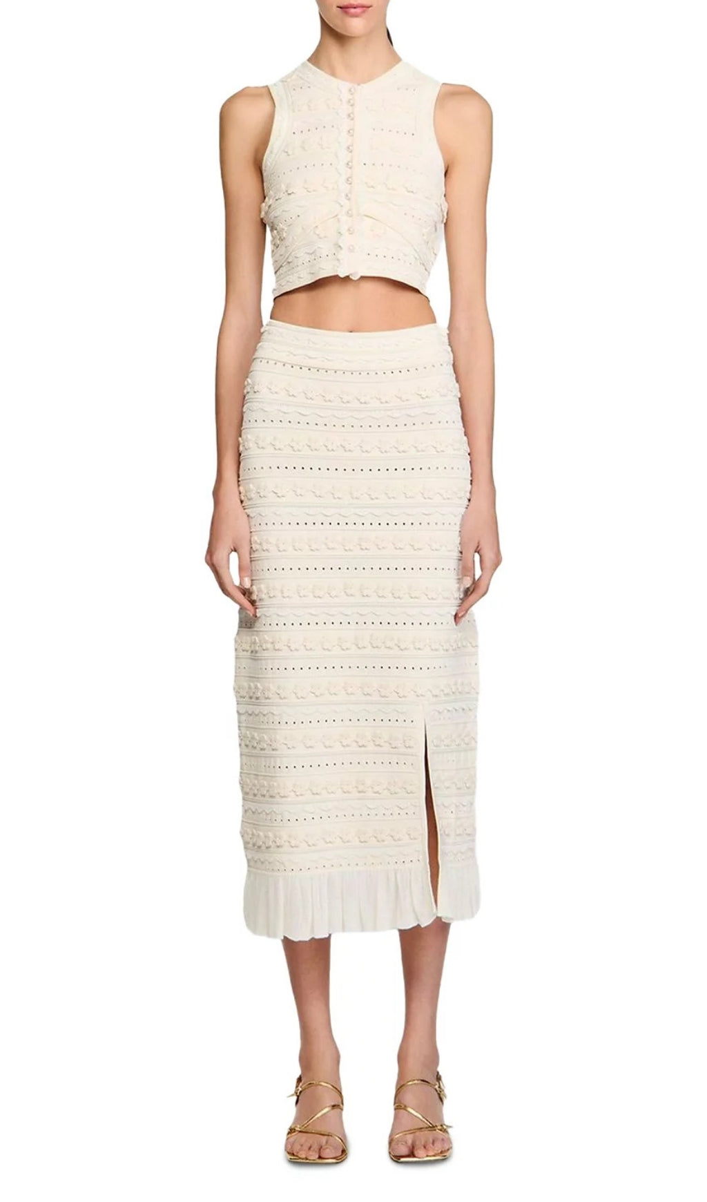 Crochet Trim Knit Skirt Flowering Girl