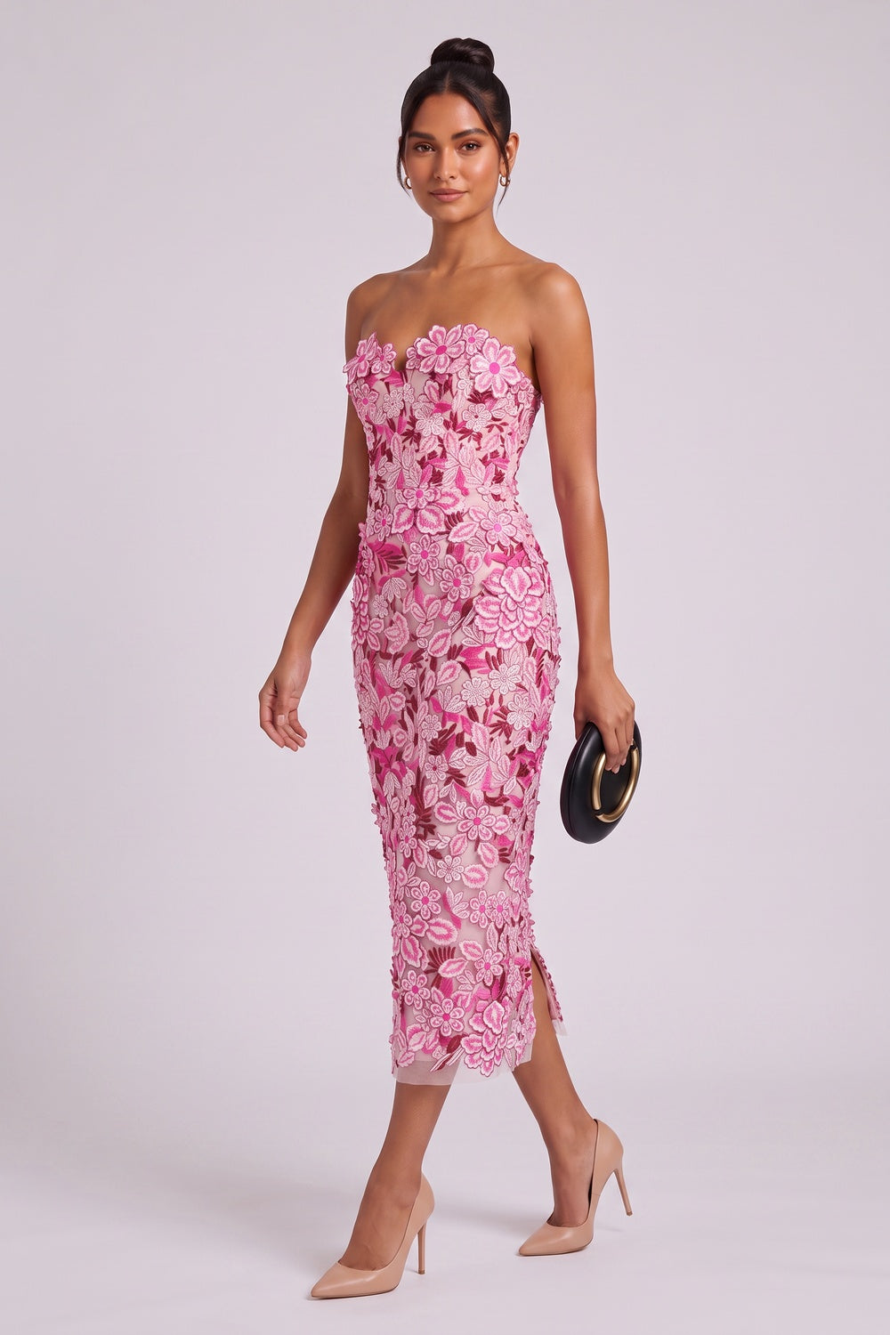 Pink Mesh Sheath Dress Flowering Girl