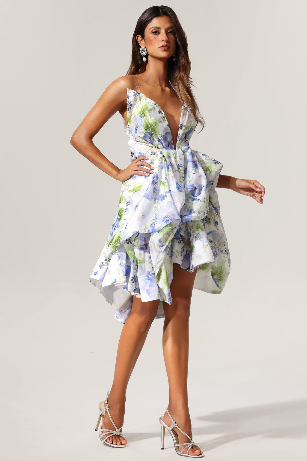 odelia floral print Sleeveless Asymmetrical Mini Dress Flowering Girl