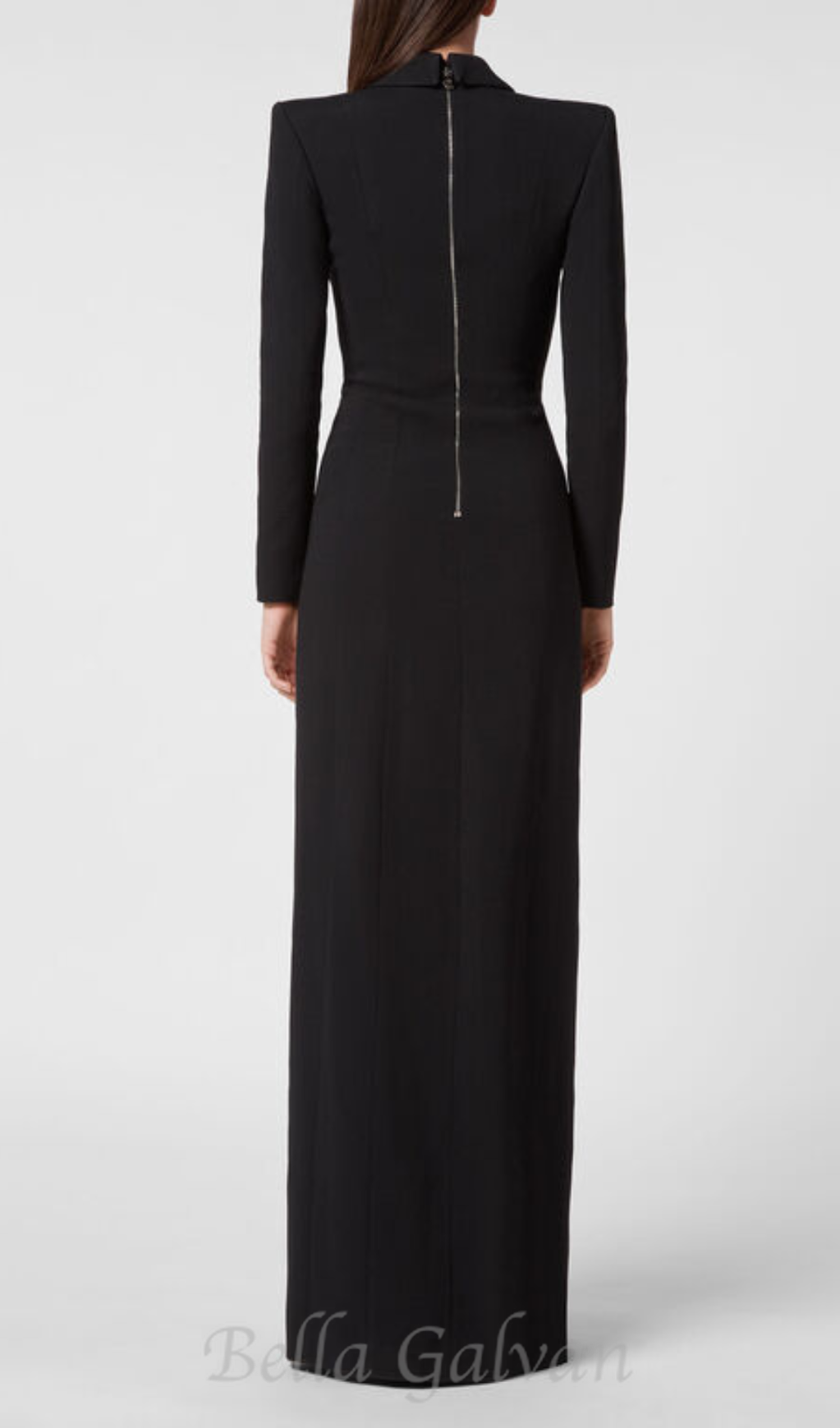 melissa v neck long blazer dress in black Flowering Girl