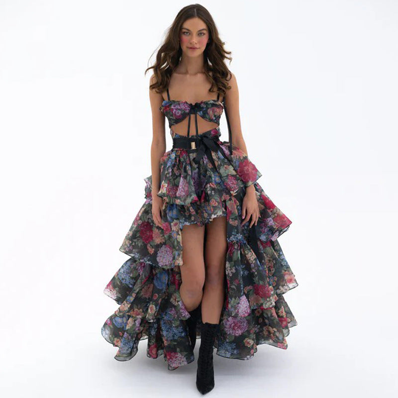 carlin floral print cutout layer maxi dress Flowering Girl