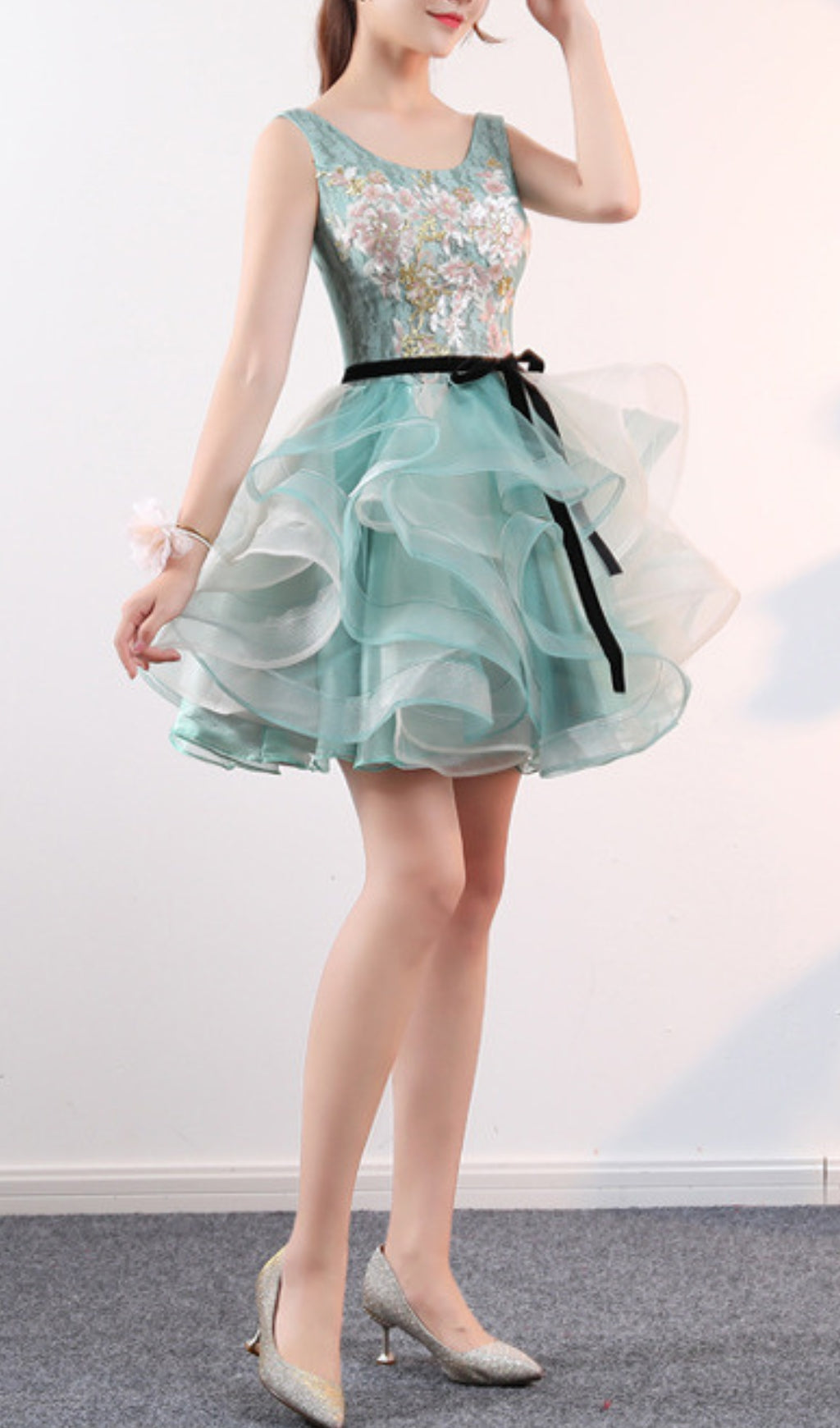 Aneko Flower Sequin Mini Dress Flowering Girl