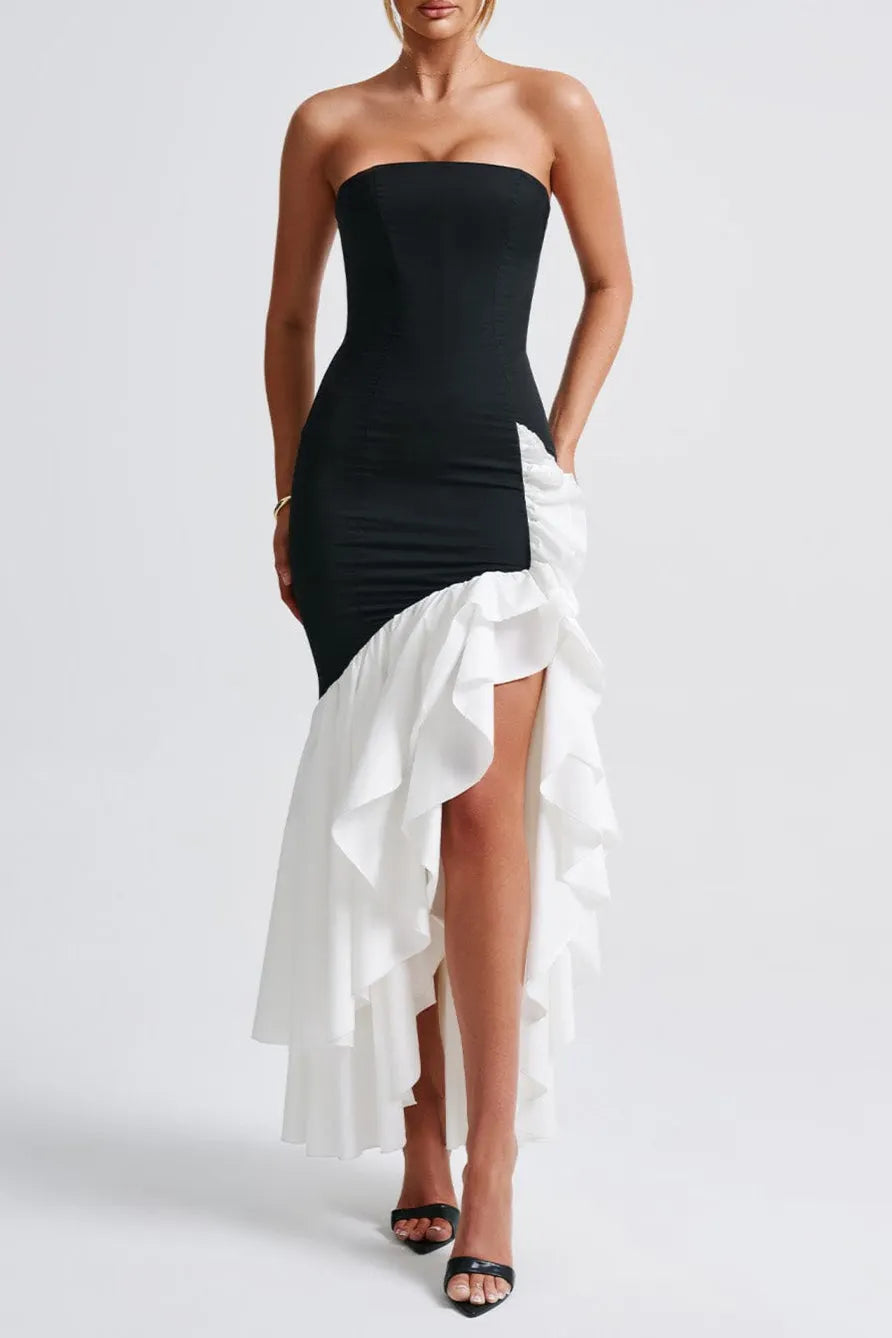 Angelina Maxi Dress - Black/White Flowering Girl