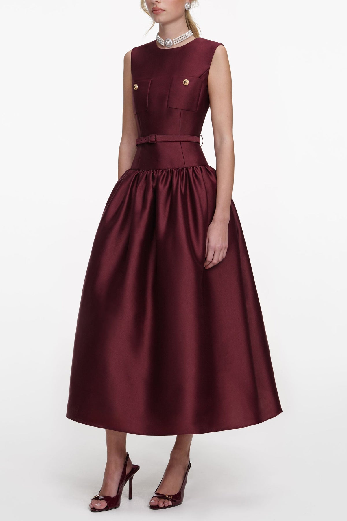 Jocelyn Sleeveless Maxi Dress In Burgundy Flowering Girl
