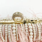 Ana Feather Pearl Chain Clutch Flowering Girl