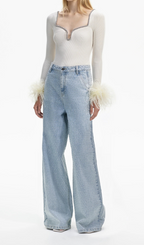 OFF WHITE KNIT FEATHER TOP Flowering Girl