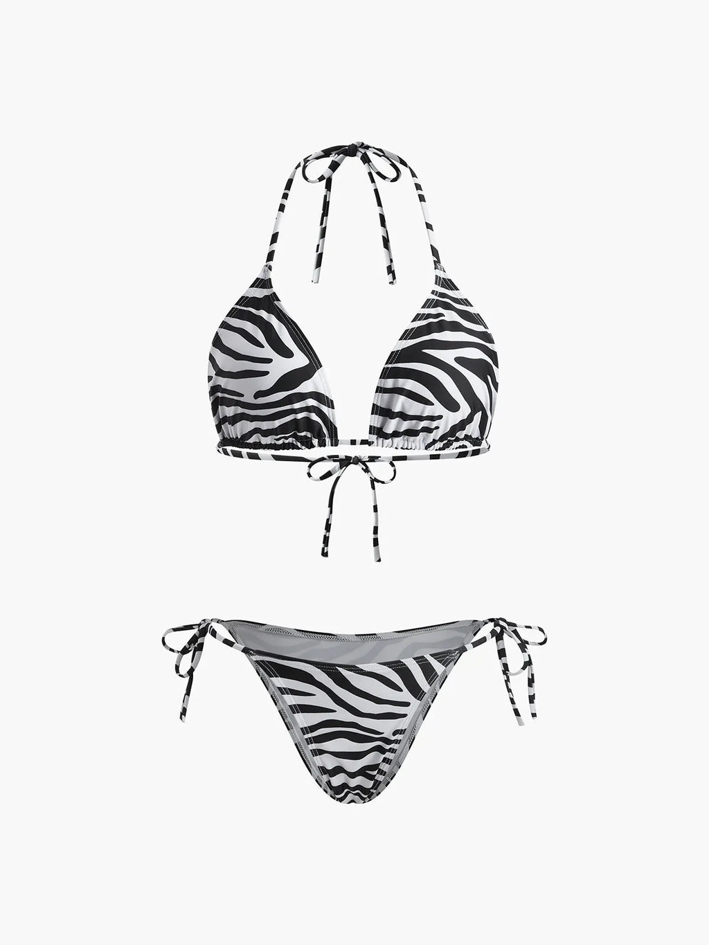 Zebra Striped Triangle Bikini Set Flowering Girl