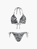 Zebra Striped Triangle Bikini Set Flowering Girl