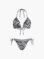 Zebra Striped Triangle Bikini Set Flowering Girl