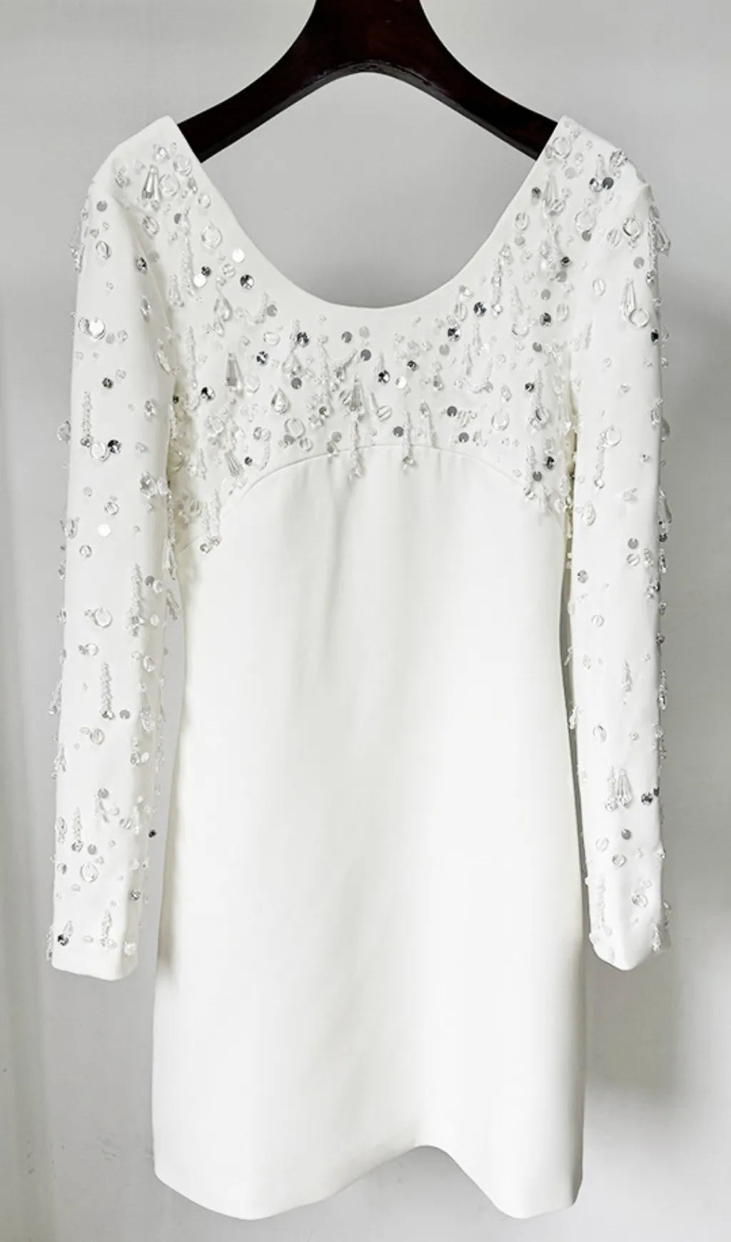 Ebe White Long Sleeve Embellished Mini Dress Flowering Girl