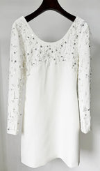 Ebe White Long Sleeve Embellished Mini Dress Flowering Girl