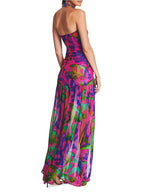 Floral-Print Silk Chiffon Maxi Dress Flowering Girl