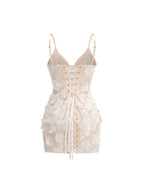 Floral Front Zipper Lace-Up Dress Flowering Girl