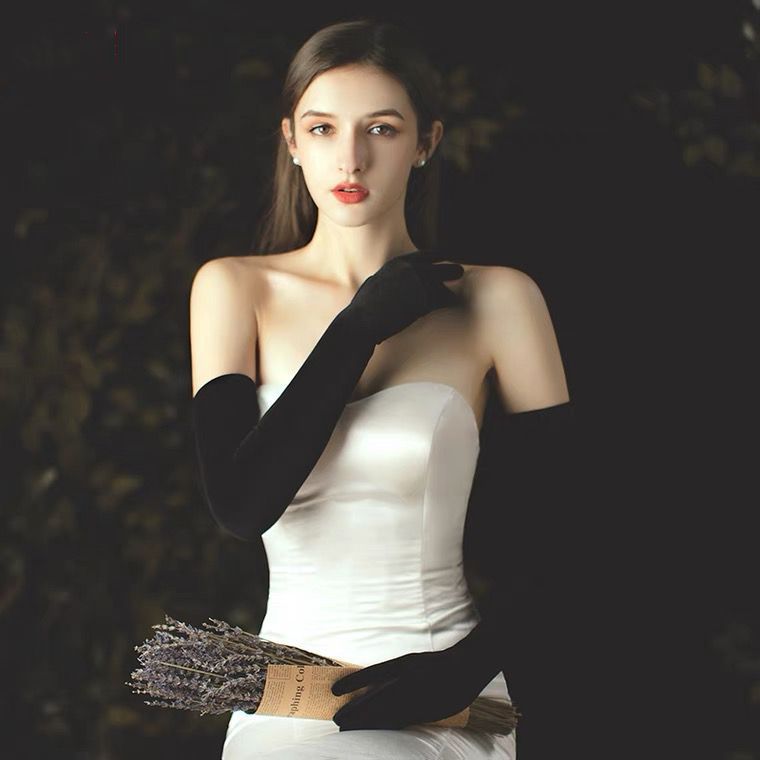 Black Velvet Gloves Flowering Girl