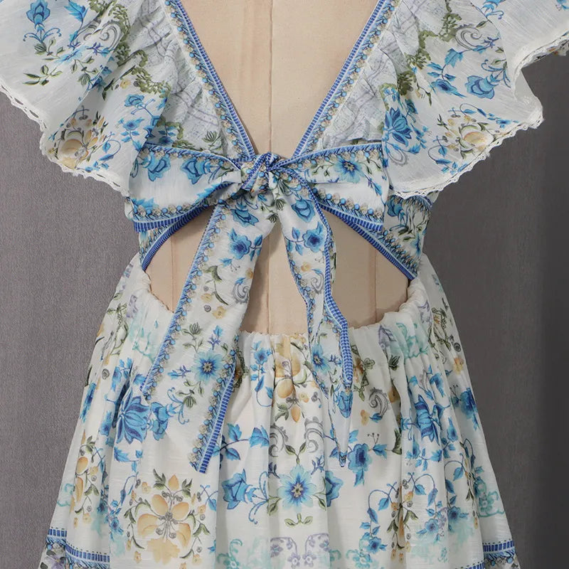 Harding V-Neck Printed Midii Dress Flowering Girl