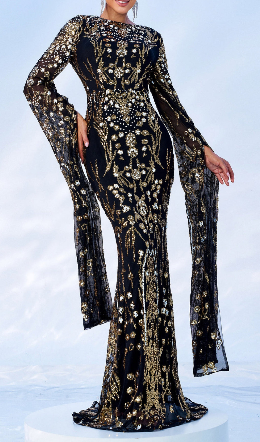 Cicely Gold Sequin Maxi Dress Flowering Girl